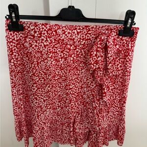 Red floral skirt
